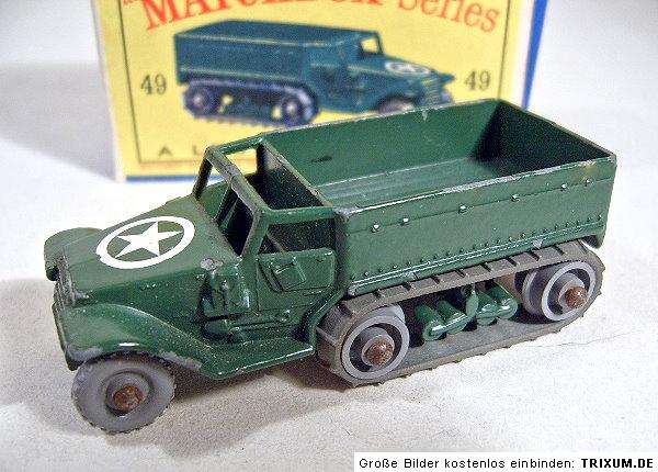 Matchbox RW No.49A Army Half Track GREY plastic rollers  