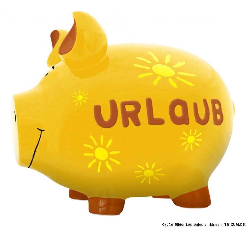 18 cm Sparschwein URLAUBSKASSE Sonne Geld Geschenk für Urlaub KCG 